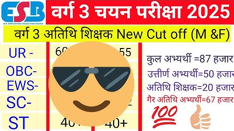 🎯 वर्ग 3 Cut off बहुत कम जाएगा?😱 अतिथि शिक्षक कट ऑफ कम जाएगा 💯 MPTET VARG 3 CHAYAN PAREEKSHA RESULT 