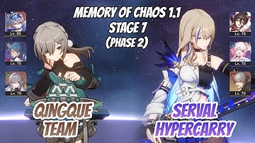 Qingque Hyper w/ SW & Serval Hypercarry Memory of Chaos Stage 7 (3 Stars) | Honkai Star Rail
