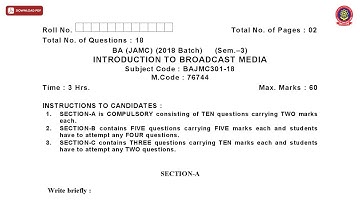 BA 3RD SEM JAMC INTRODUCTION TO BROADCAST MEDIA JAN 2021 | PTU