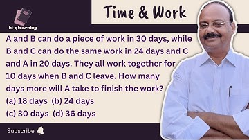 A and B can do a piece of work in 30 days, while B and C can do the same work in 24 days and C and..