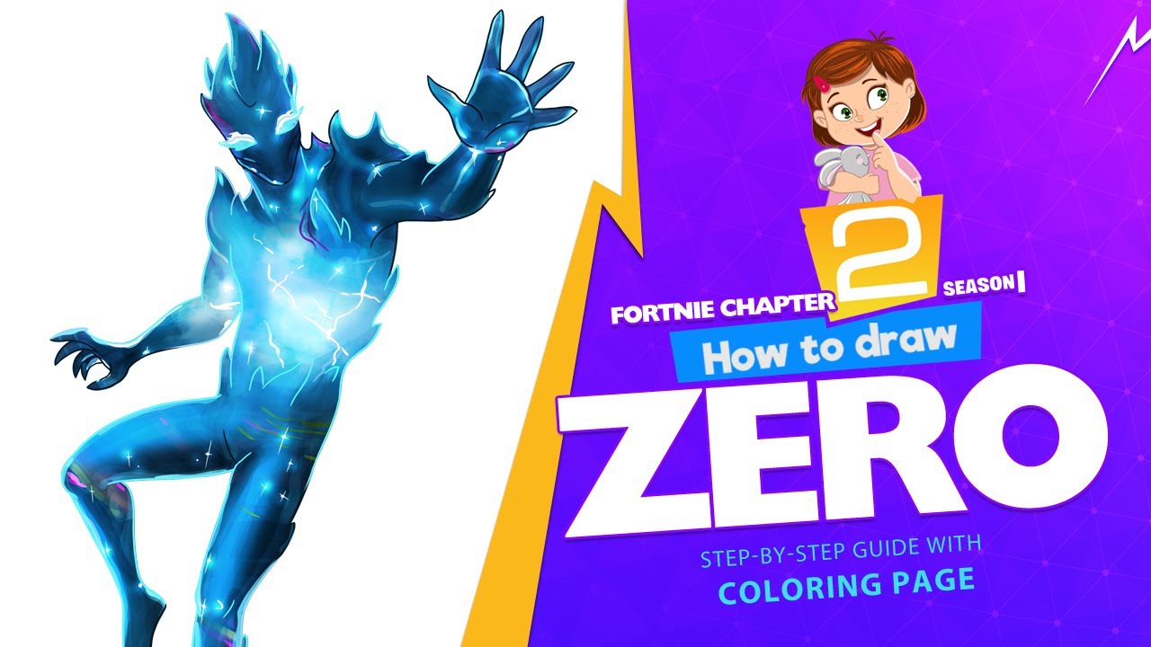 How To Draw Zero Fortnite Chapter 2 Step By Step Drawing Tutorial With Coloring Page Youtube