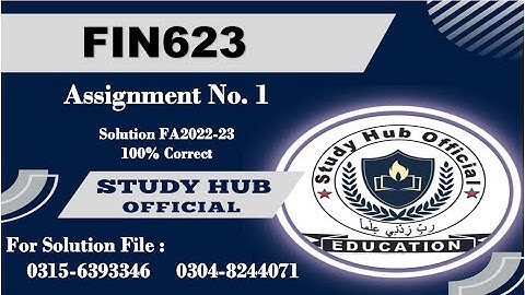 FIN623 Assignment 1 fa2022 solution #fin623