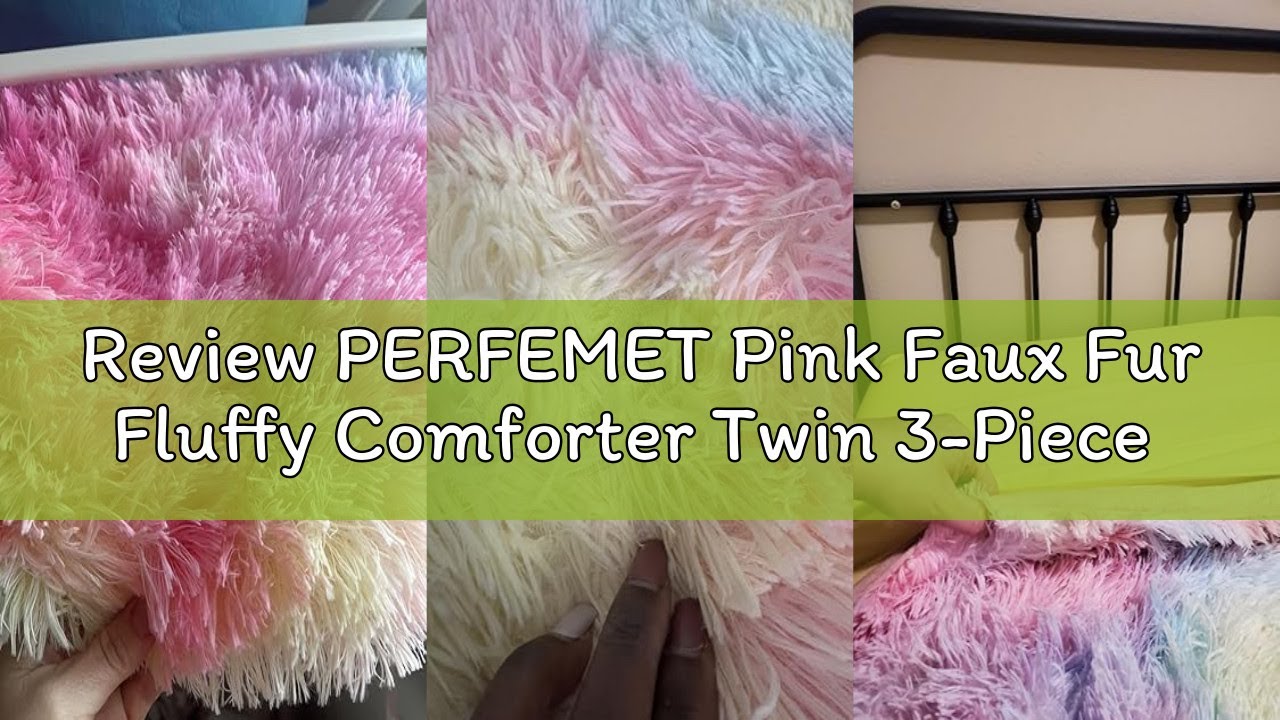 Rainbow Pink Faux Fur Comforter Set - Full/Queen, 6-Piece