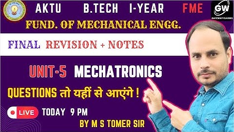UNIT-5 I MECHATRONICS I FME I MOST IMPORTANT QUESTIONS I  I GATEWAY CLASSES I AKTU