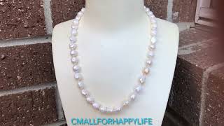 DIY tutorial: make a baroque freshwater pearl #necklace 46cm with knots between #pearls