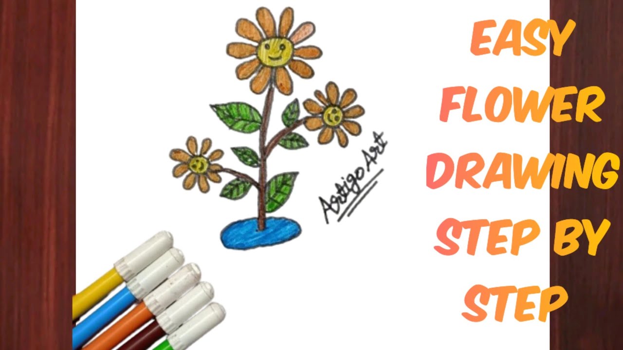 Cartoon flower How to Draw cartoon flower Step by step easy