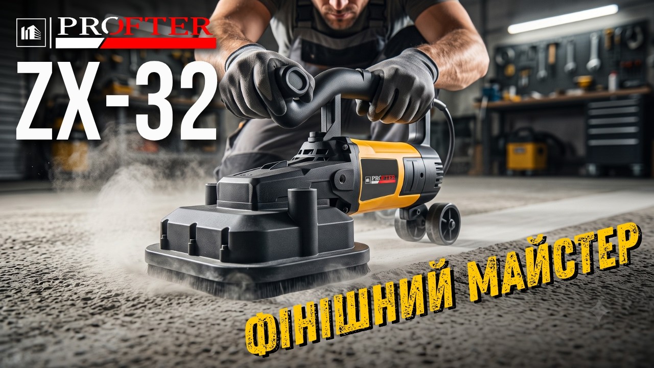 「金の盾」とパンフレット Шліфувальна машина по бетону Profter ZX-32 для мокрого та сухого