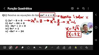 Incomplete quadratic equations of the type ax²+c=0