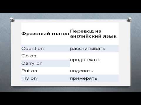 Фразовые глаголы с on  count on go on carry on put on try on