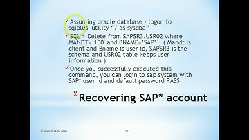 Sap Basis Recover SAP account admin password
