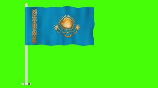 развивающийся флаг Казахстана футаж на зелёном фоне