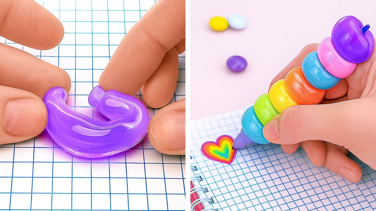 ŞEKER DİYARI'NDAN OKUL MALZEMELERİ! 🍬 DIY Şeker Kalem & Okul El Sanatları Fikirleri 🖊️🎒