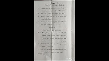 #mjpru MJPRU M.A. ENGLISH LITERATURE, SEMESTER 4, PAPER 3, CHILDREN