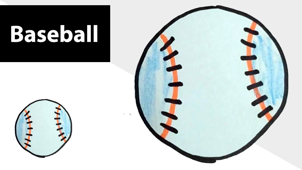 How to draw a baseball? Step by step drawing for kids Sports Icon