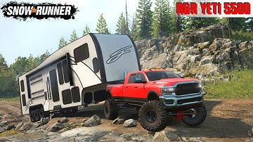 SnowRunner - R&R YETI 5500 Truck Pulls A Large Travel Trailer On Narrow Roads