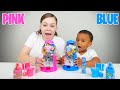 BLUE FOOD VS PINK FOOD CHALLENGE, GIANT BUBBLE GUM MACHINE, BABY BOTTLE POP, SOUR TOILET FLUSH CANDY