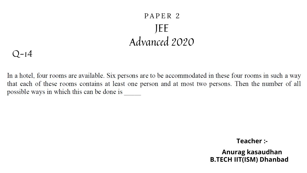 JEE Advanced 2020 Math Paper 2 (Q 14) solution | IIT JEE Maths |  