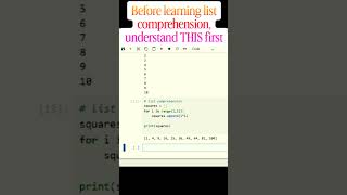 List comprehension starts from THIS concept 🐍 #coding #youtube #shorts