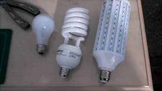 Same wattage incandescent vs CFL vs LED