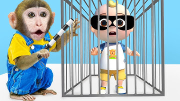 Monkey MoMo Drove a Tractor Filled with colorful eggs and overcame the thief