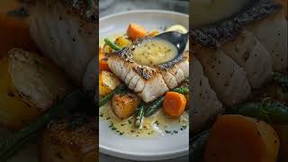 Garlic Butter Cod with Roasted Vegetables. #comfortfood #cake #shortvideo #chocolate #viralvideo