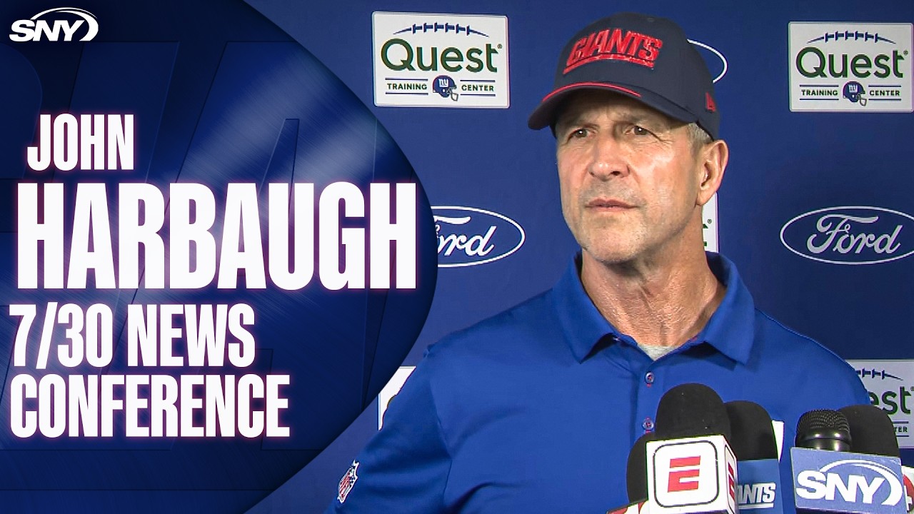 John Harbaugh talks about Abdul Carter and Kayvon Thibodeaux at Giants training camp