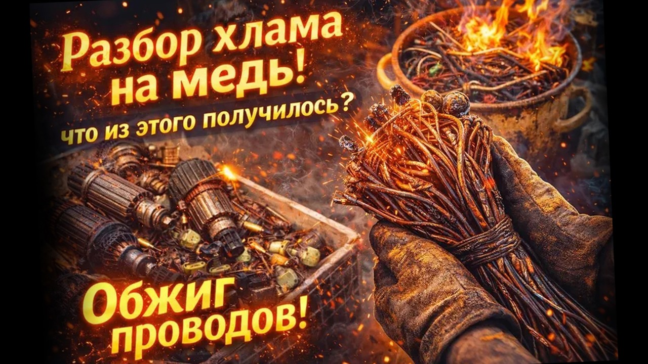 ОБЖИГ МЕДНЫХ ПРОВОДОВ БЕЗ ПОТЕРЬ И ДЫМА. КАК ОБЖЕЧЬ МЕДНЫЕ ПРОВОДА. ДОБЫВАЮ МЕДЬ. ПОИСК МЕТАЛЛОЛОМА