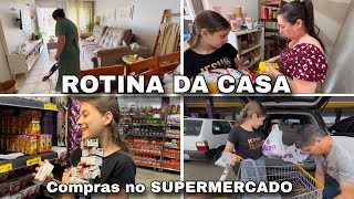 ROTINA REAL DE DONA DE CASA + COMPRAS DO MÊS NO SUPERMERCADO 🛒✨ Vida simples e organizada!