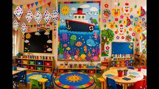 Latest Classroom Decoration Ideas | DIY Wall Painting &amp; Paper Hanging Craft