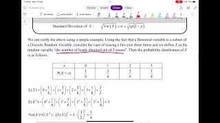 Section 5 Expectation, Variance and Standard Deviation of a Binomial Distribution