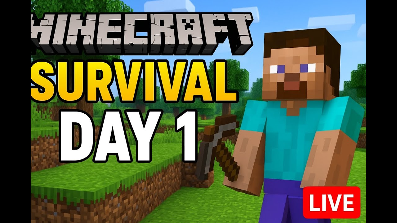 🌍 Minecraft Survival Day 1 Live | Starting a New World from Scratch! ⛏️ ...