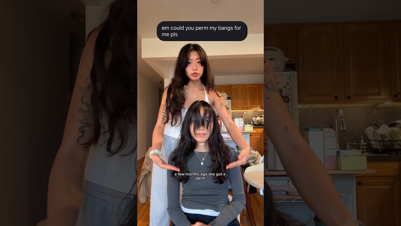 perming my friend’s bangs! (as a cosmetology student 😌)