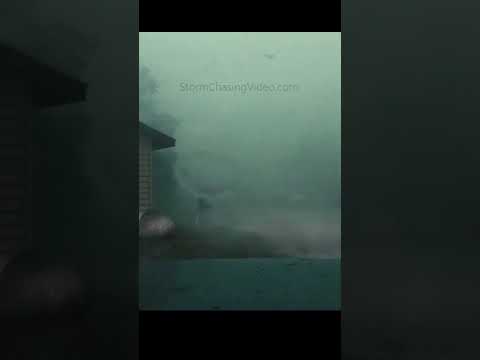 Tornado emerging from the rain causes damage to home 5/30/22 #shorts