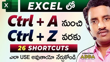 Ms-Excel Shortcut Keys Telugu  👉 Ctrl+A to Ctrl+Z || Computersadda.com
