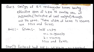 Design of Singly Reinforced Beam Problem #1
