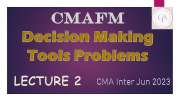 CMAFM Decision Making Tools Lecture 9 Jairam Iyer CMA Inter Jun 2023 Attempt