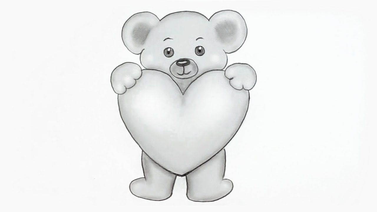 How to Draw a Teddy Bear with a Heart - Really Easy Drawing Tutorial