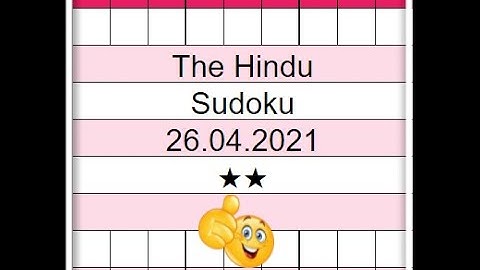 Today The Hindu Sudoku 2 Star Solution | 26.04.2021