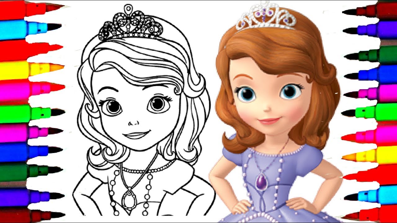 How To Draw Sofia The First Coloring Pages L Disney Junior Drawing Videos L Art For Kids Youtube