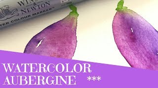 Eggplant painting with watercolor markers