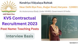 KVS Rohtak Recruitment 2023 - KVS Contractual Teacher Vacancy 2023