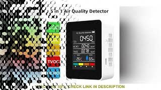 5 in 1 Digital Air Quality Monitor CO2 HCHO TVOC Humidity and Temperature Monitor CO2 Tester LCD Rec