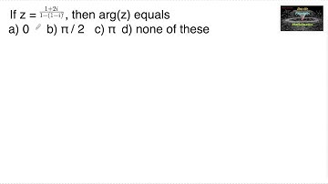 If z=1+2i/1-(1-i)^2￼, then arg(z) equals|Complex Numbers|11|NCERT|TERM 1|RD Sharma|CBSE|MCQ||2021-22