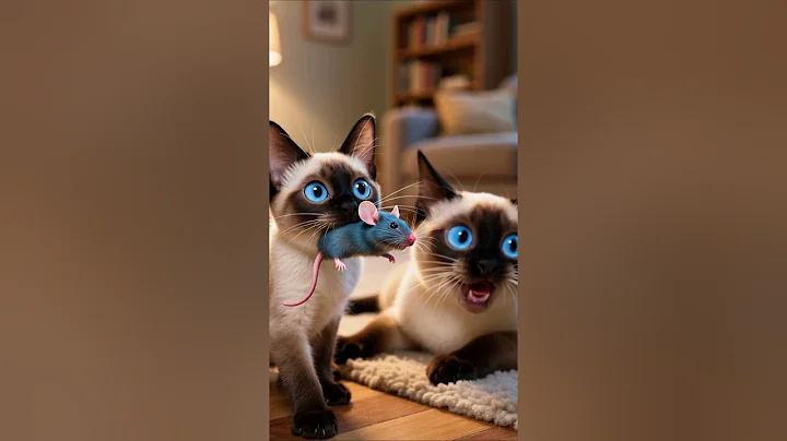 Video 11518691: siamese mom cat, little siamese cat, siamese cat babies, cat mouse