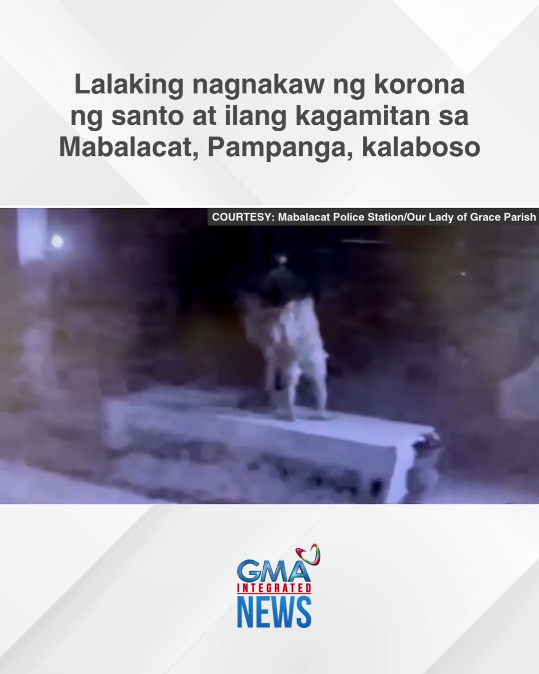 Lalaking nagnakaw ng korona ng santo at ilang kagamitan sa Mabalacat, kalaboso | GMA Integrated News