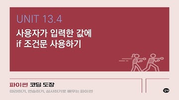 [파이썬 강의] UNIT 13.4 사용자가 입력한 값에 if 조건문 사용하기