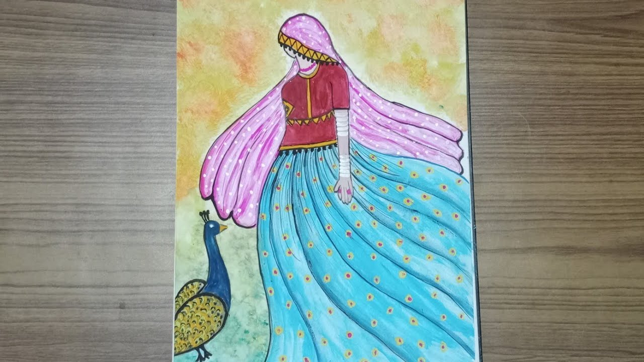 Rajsthani girl drawing rajasthani painting tutorial Rajasthani girl