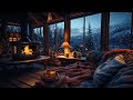 Deep sleep  relaxing piano music with blizzard and fireplace  cozy winter ambience