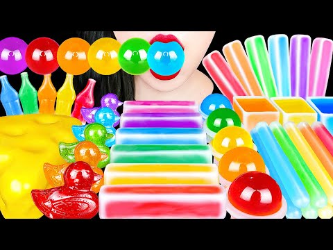 ASMR RAINBOW HONEY NIK-L-NIP 무지개 꿀젤리닉클립 COLOR <strong>JELLY</strong> <strong>BALLS</strong>, KOHAKUTO, CHEESE CAKE EATING MUKBANG 먹방