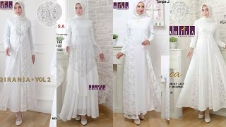 30 Baju Gamis Putih Terbaru | Inspirasi Gamis Putih Kombinasi Brukat screenshot 5